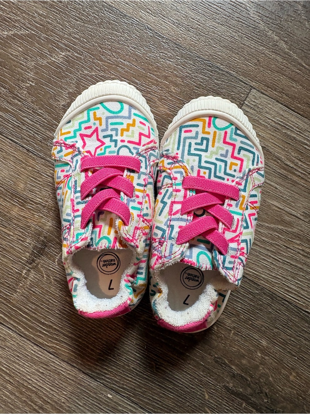 Kids Multi-Color Canvas Sneakers with Pink Laces